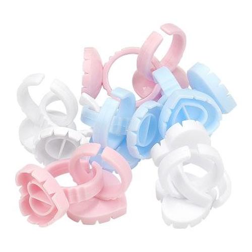 100Pcs Disposable Heart Shaped Eyelash Extension Glue Rings