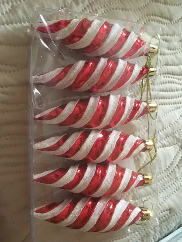 14Pcs Red Candy Cane Christmas Ball Ornaments For Xmas Tree Hanging Pendants photo review