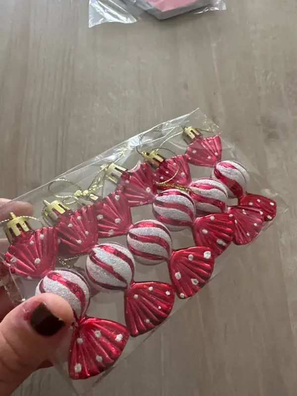 14Pcs Red Candy Cane Christmas Ball Ornaments For Xmas Tree Hanging Pendants photo review