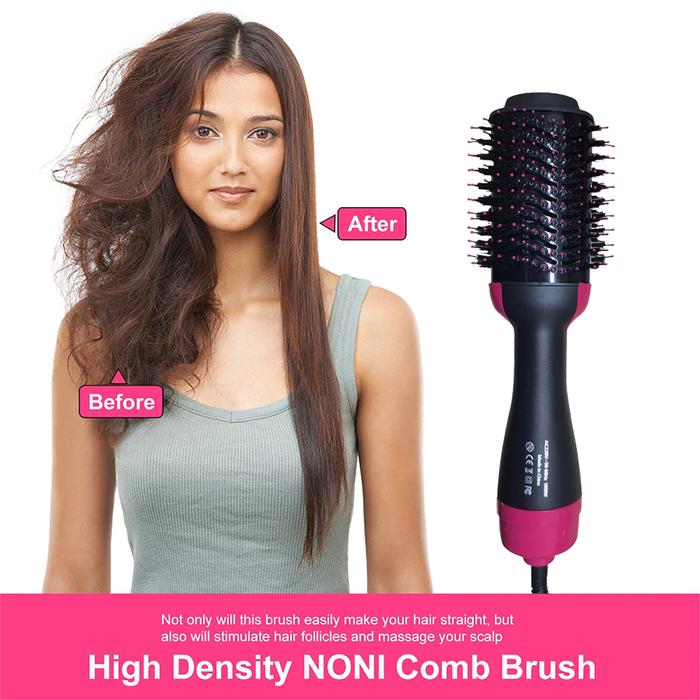 Ionic Hair Dryer Brush with Straightener and Heated Comb