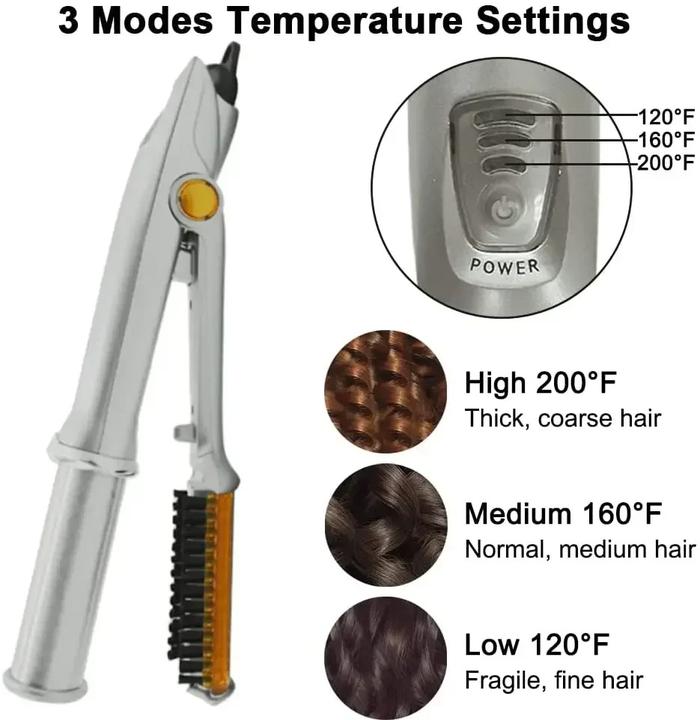 2-in-1 Rotating Hair Curler and Straightening Brush Styler