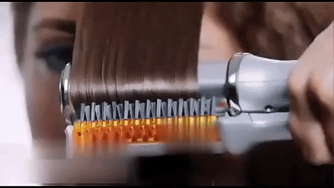 2-in-1 Rotating Hair Curler and Straightening Brush Styler