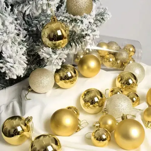 24Pcs 6cm Christmas Ball Ornaments Set - Painted Plastic Pendants for Christmas Tree