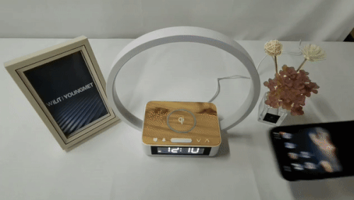 3-in-1 Touch Bedside Lamp with Wireless Charging Clock