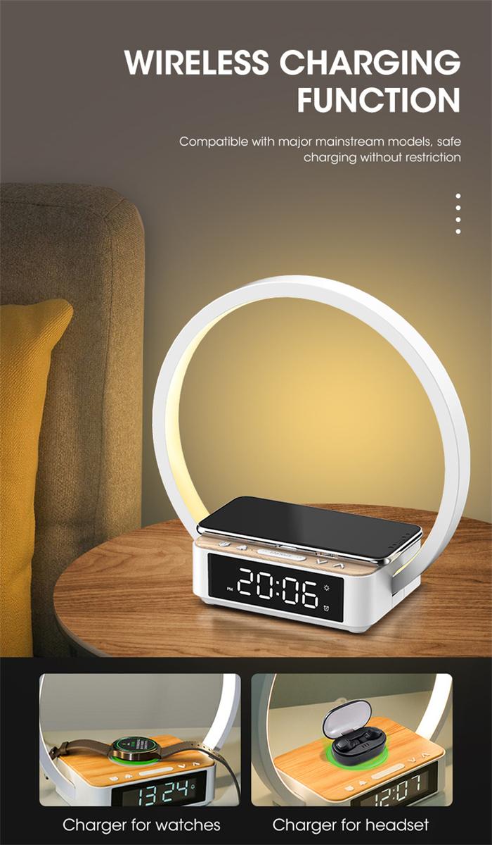 3-in-1 Touch Bedside Lamp with Wireless Charging Clock