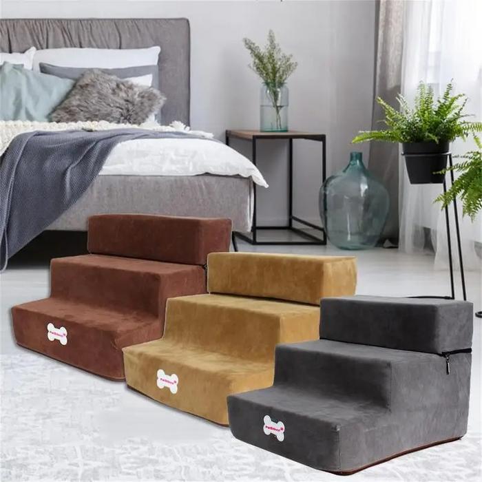 3-Step Pet Stairs – Soft, Anti-Slip Ramp for Small Pets