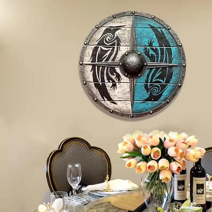 30cm Viking Wooden Battle Shield – Wall Decor