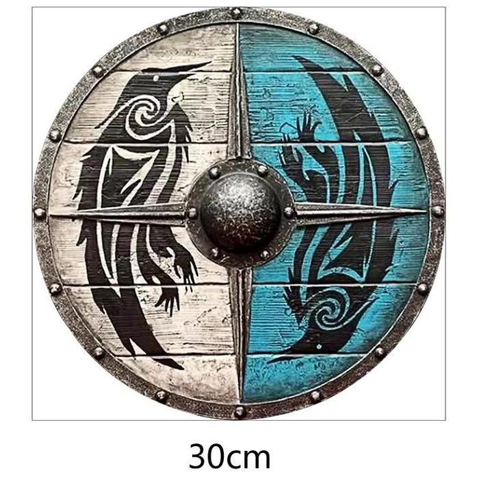 30cm Viking Wooden Battle Shield – Wall Decor