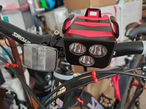 4 In 1 Bicycle Phone Holder With Horn Front Lamp, Power Bank Light photo review