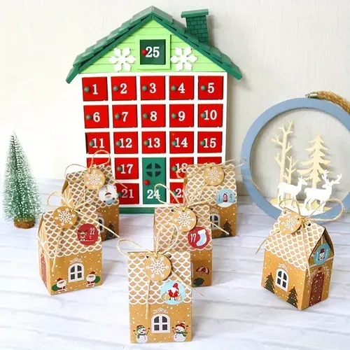 4pcs Christmas House Shape Candy Gift Boxes - Merry Christmas Home Decorations