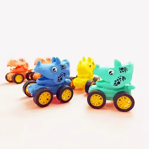 4pcs Cute Cartoon Dinosaur Pull-Back Cars - Kids Birthday Party Favors