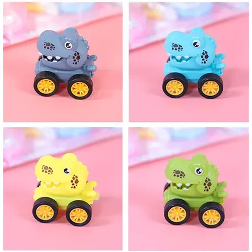 4pcs Cute Cartoon Dinosaur Pull-Back Cars - Kids Birthday Party Favors