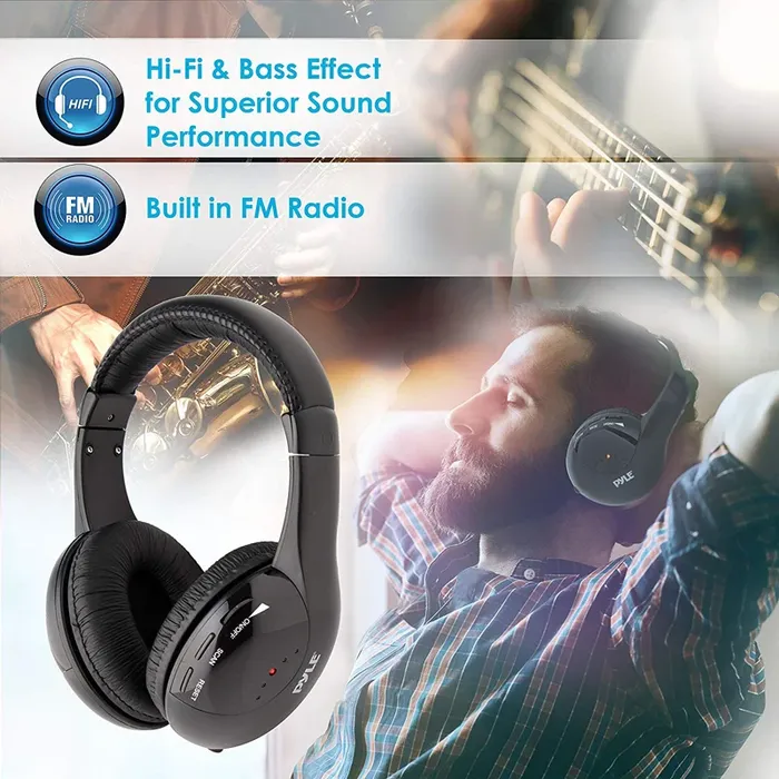 5-in-1 Wireless Headset with Hi-Fi Sound, FM Radio, and Monitoring Features