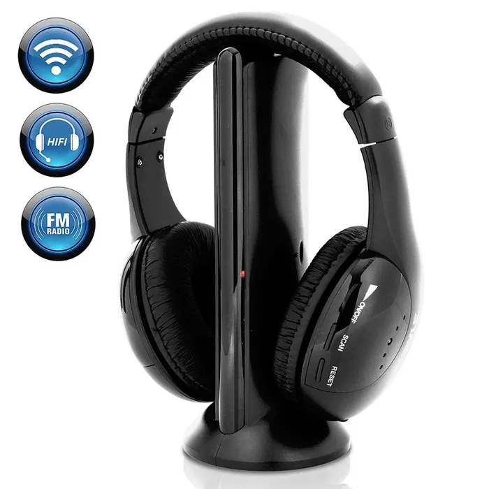 5-in-1 Wireless Headset with Hi-Fi Sound, FM Radio, and Monitoring Features