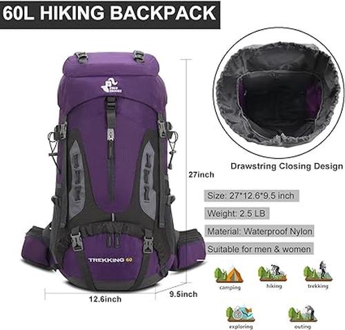 60L Large Camping Backpack Travel Bag Men'S Women Luggage Hiking Shoulder Bags Outdoor Climbing