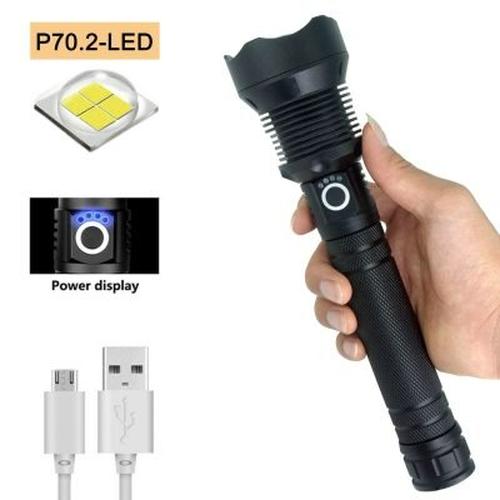 90000 Lumens Rechargeable XHP70.2 LED Flashlight for Outdoor