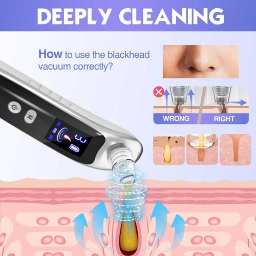 Acne Remover Vacuum Cleaner with LCD Display and 6 Suction Heads