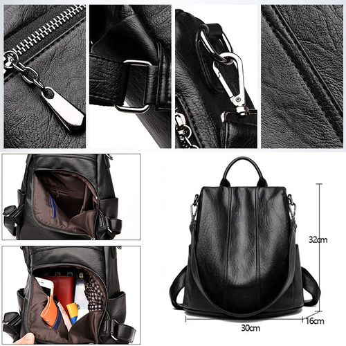 All Match Leather Soft Leather Anti Theft Multifunctional Backpack