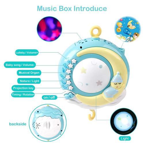 Baby Crib Musical Mobile With Projector, Baby Music Bedside Bell Projection