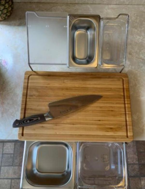 Bamboo Cutting Board With Trays Storage Box Smooth Multifunction Practical photo review