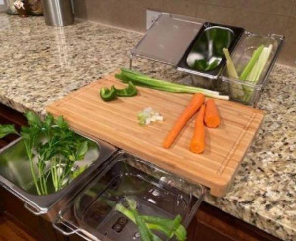 Bamboo Cutting Board With Trays Storage Box Smooth Multifunction Practical photo review