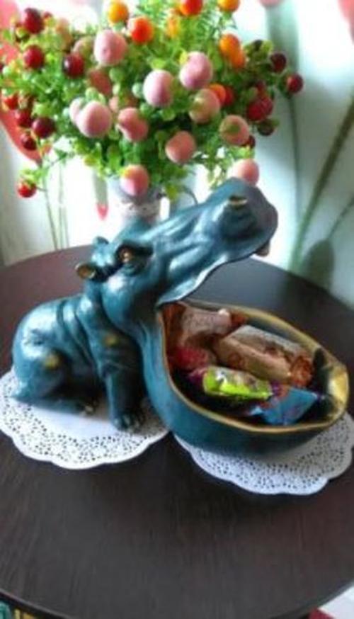 Big Mouth Hippo Ceramic Storage Figurine Key Bowl photo review