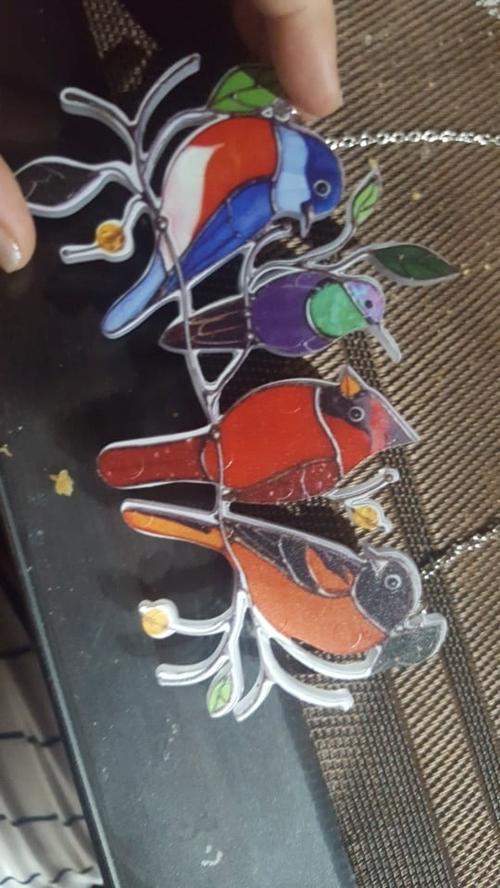 Birds Stained Glass Window Hangings, Independent Station Small Bird Painted Window Decoration photo review