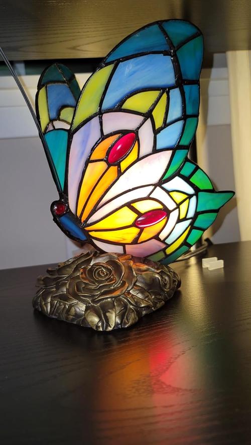 Tiffany Style Butterfly Lamp, Stained Glass Table or Desk Light LED Bulb Included, Colorful Vintage Look Butterfly Décor photo review