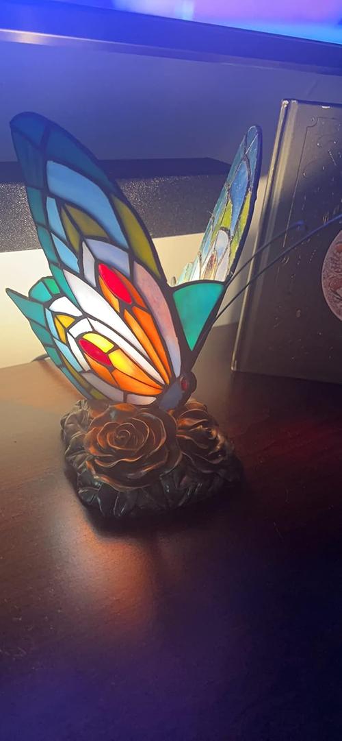 Tiffany Style Butterfly Lamp, Stained Glass Table or Desk Light LED Bulb Included, Colorful Vintage Look Butterfly Décor photo review