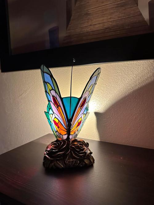 Tiffany Style Butterfly Lamp, Stained Glass Table or Desk Light LED Bulb Included, Colorful Vintage Look Butterfly Décor photo review