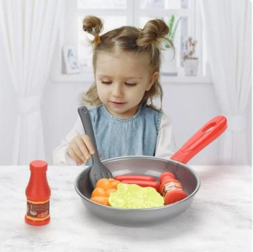 Children's Kitchen Toy Set with Steak Pan and Food for Girls &amp; Boys