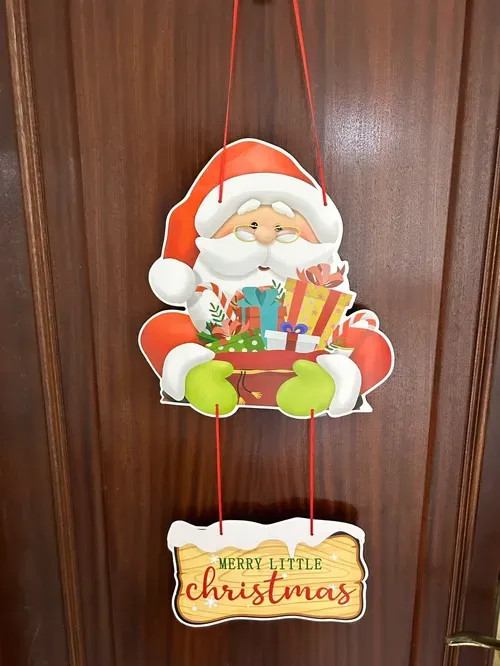 Christmas Door Hanger with Santa Claus, Snowman, and Elk Paper Banner photo review