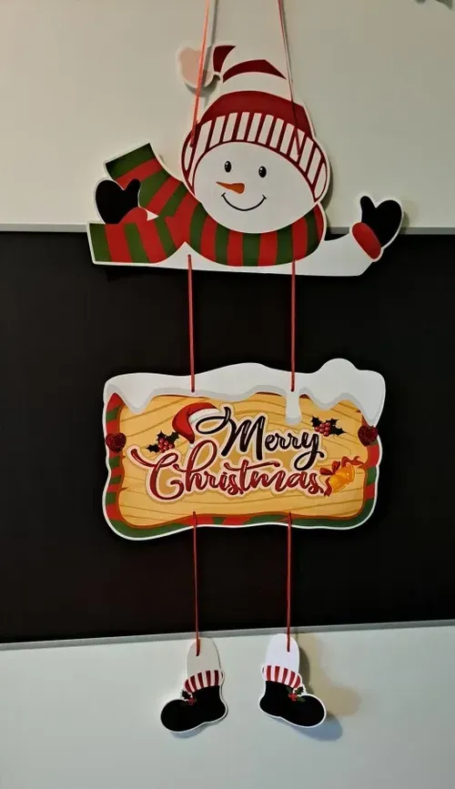 Christmas Door Hanger with Santa Claus, Snowman, and Elk Paper Banner photo review