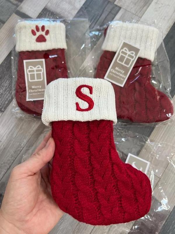 Christmas Knitting Socks with Alphabet Pendant for Home Party Decoration photo review