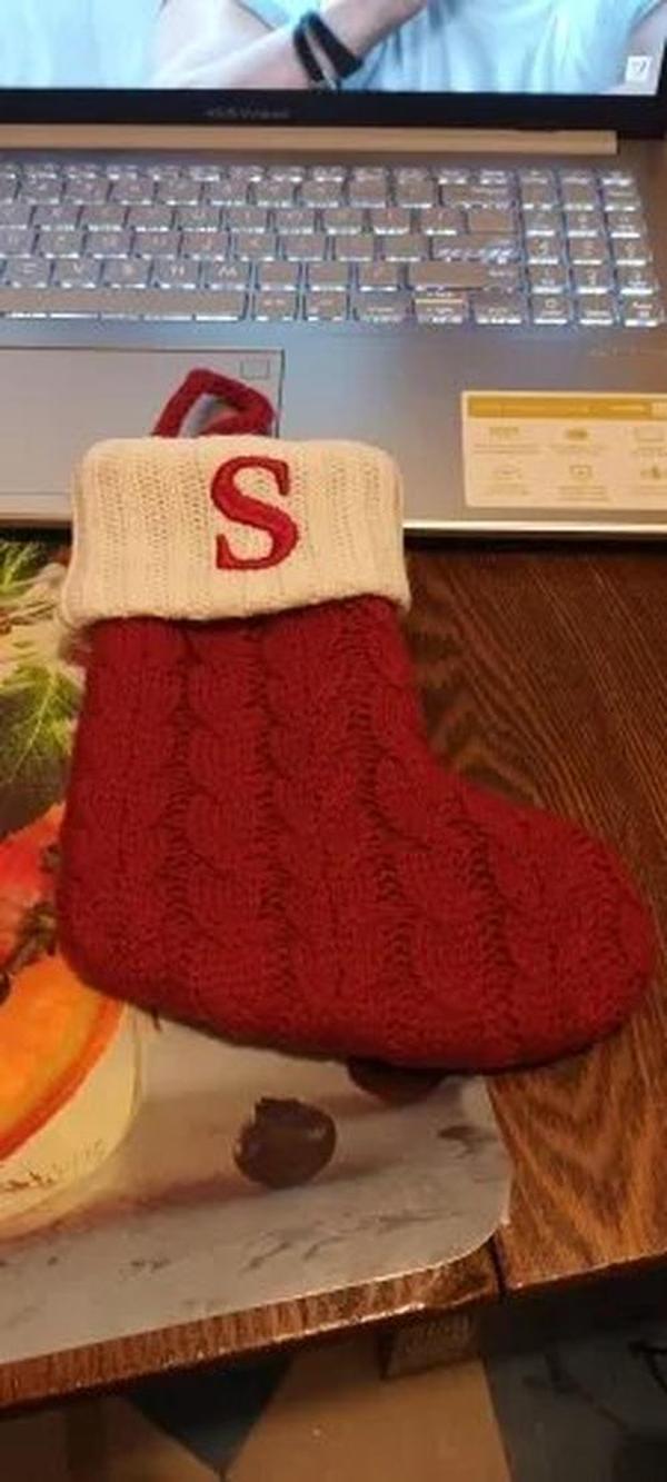 Christmas Knitting Socks with Alphabet Pendant for Home Party Decoration photo review