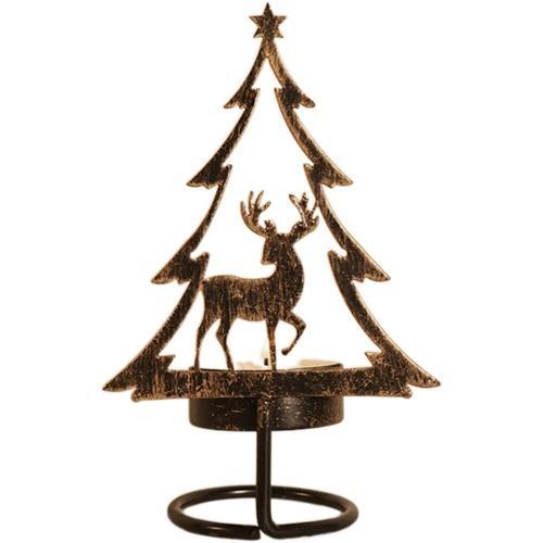 Christmas Tree Iron Candle Holder with Santa Claus Figure