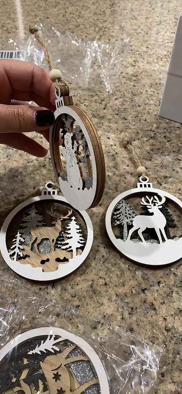 Christmas Tree Ornaments Set with Glitter Reindeer and Gift Tags photo review