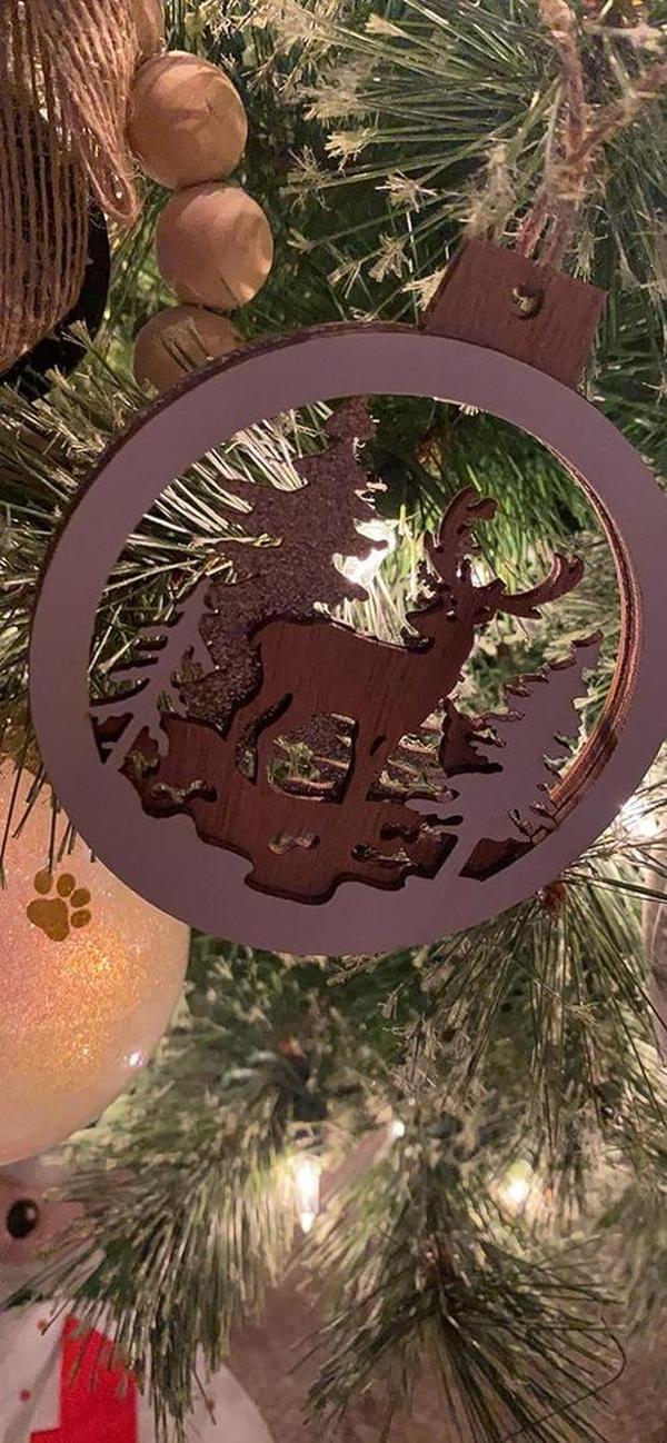 Christmas Tree Ornaments Set with Glitter Reindeer and Gift Tags photo review