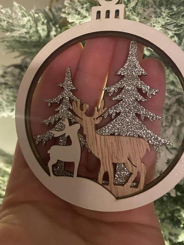 Christmas Tree Ornaments Set with Glitter Reindeer and Gift Tags photo review