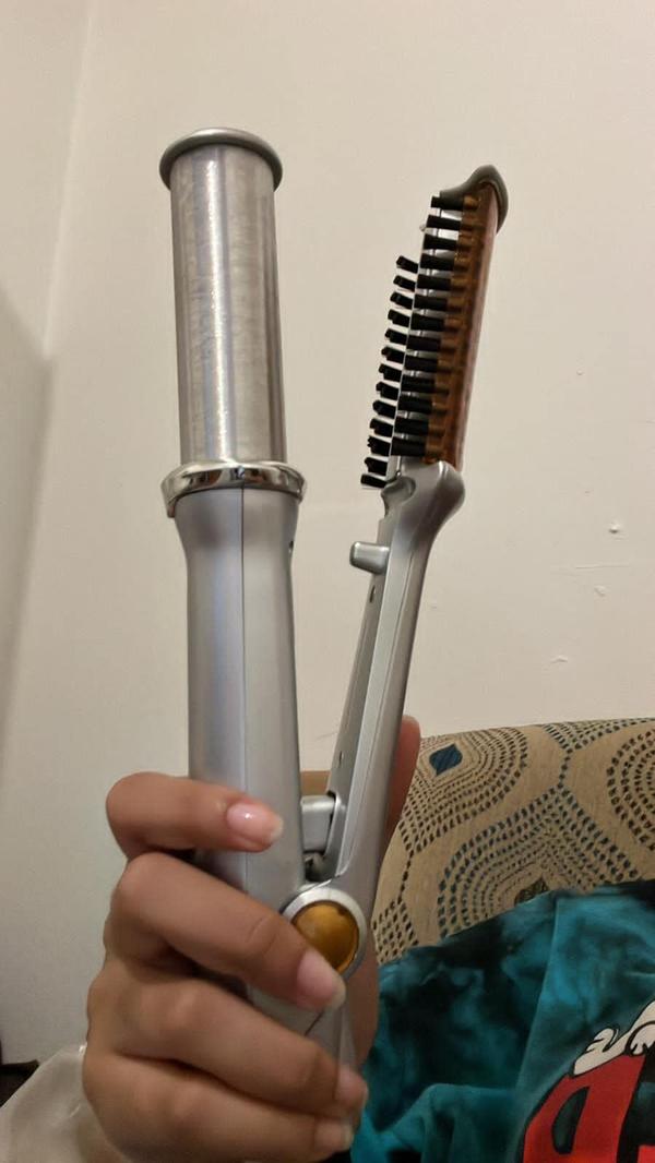 2-in-1 Rotating Hair Curler and Straightening Brush Styler photo review