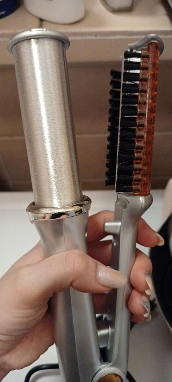 2-in-1 Rotating Hair Curler and Straightening Brush Styler photo review
