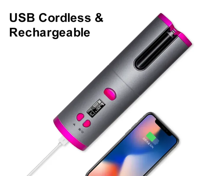 Cordless Ceramic Hair Curler, Multifunctional Automatic Wireless Curling Iron