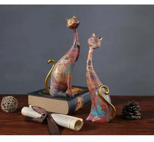 Creative Oil Painting Cat Ornaments for Home Decoration