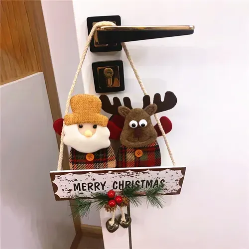 Cute Christmas Rattan Ring Bell Wall Hanging Decorations