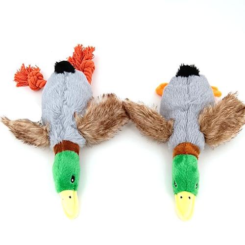 Cute Plush Duck Dog Chew Toy with Sound, Squeaky Animal Toy for Cleaning Teeth