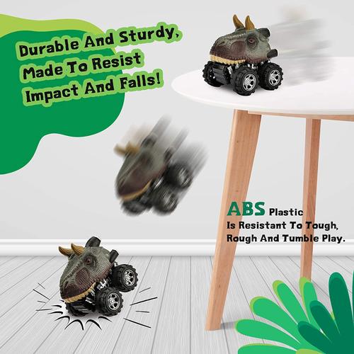 Dinosaur Pull Back Cars Toys Set for Kids - Mini Monster Truck Toy Gift