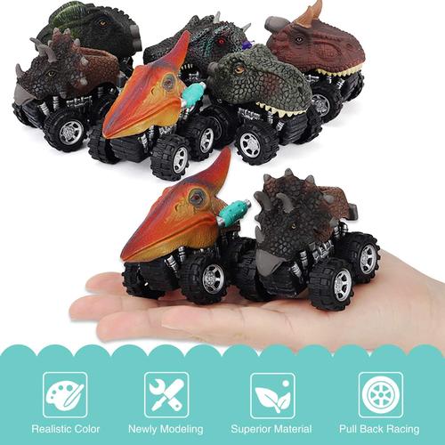 Dinosaur Pull Back Cars Toys Set for Kids - Mini Monster Truck Toy Gift