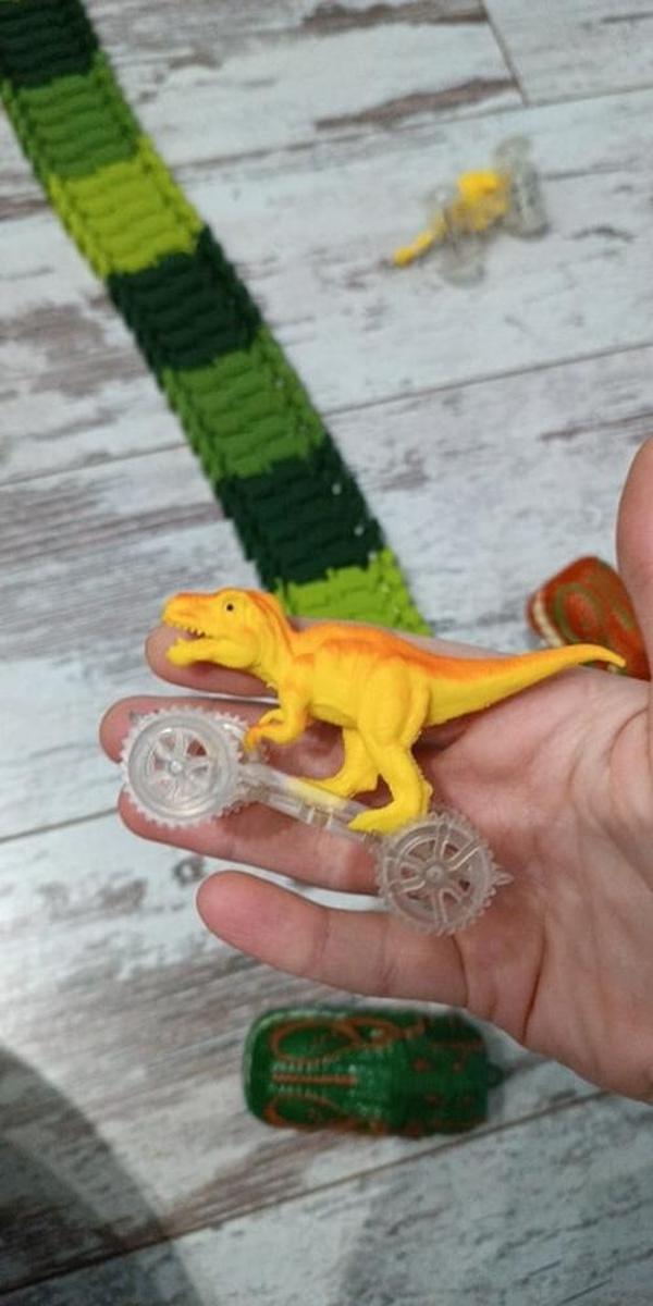 Dinosaur Railway Car Track Racing Toy Set photo review