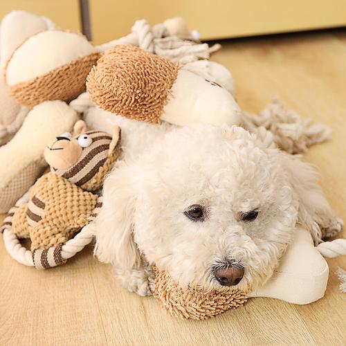 Dog Molar Teeth Cleaner Rope Toy with Sound Canvas Knot