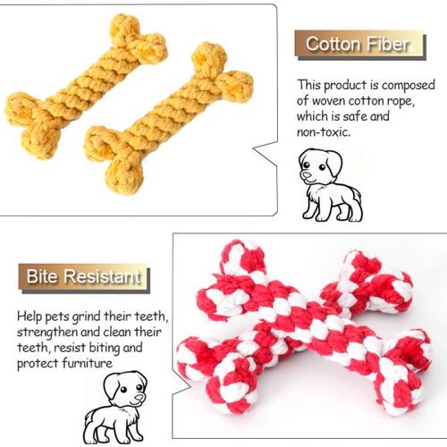 Dog Toys for Small &amp; Large Dogs, Chew Resistant Cotton Bone Shape Puppy Teething Toy